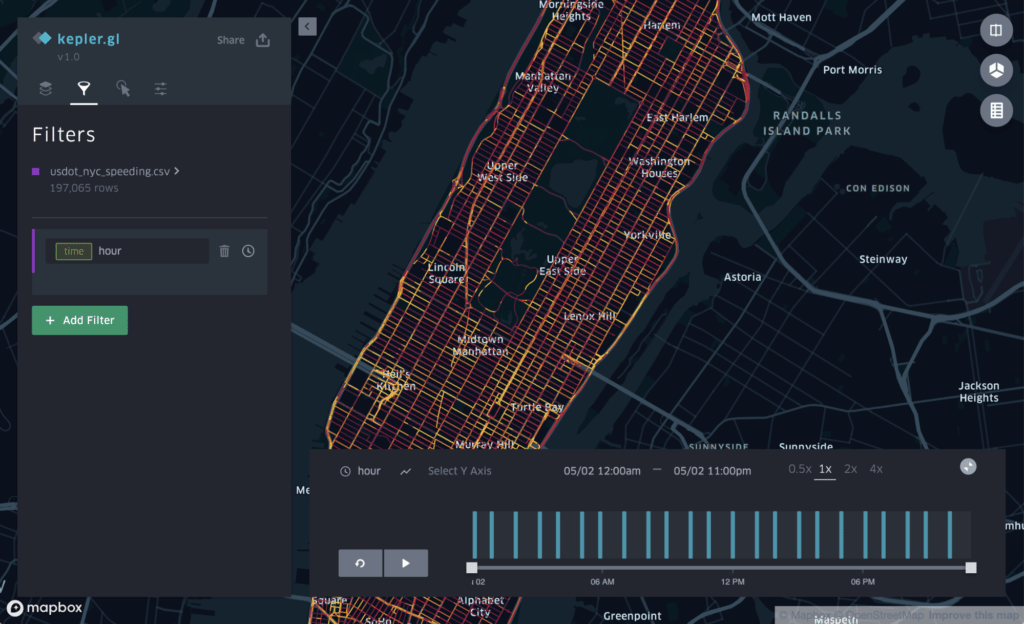 Visualization of NYC with playback control