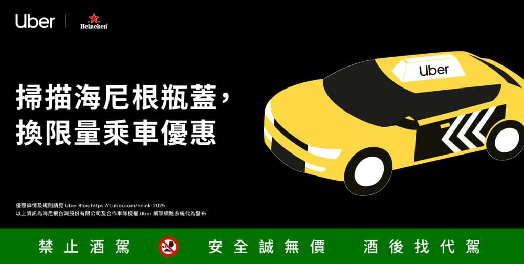 Featured image for 掃描海尼根瓶蓋，用 Uber App 安全回家🍻