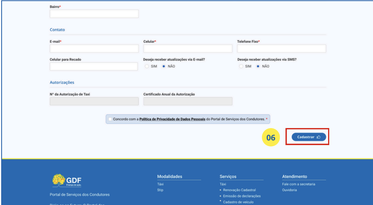 quarto passo do cadastro